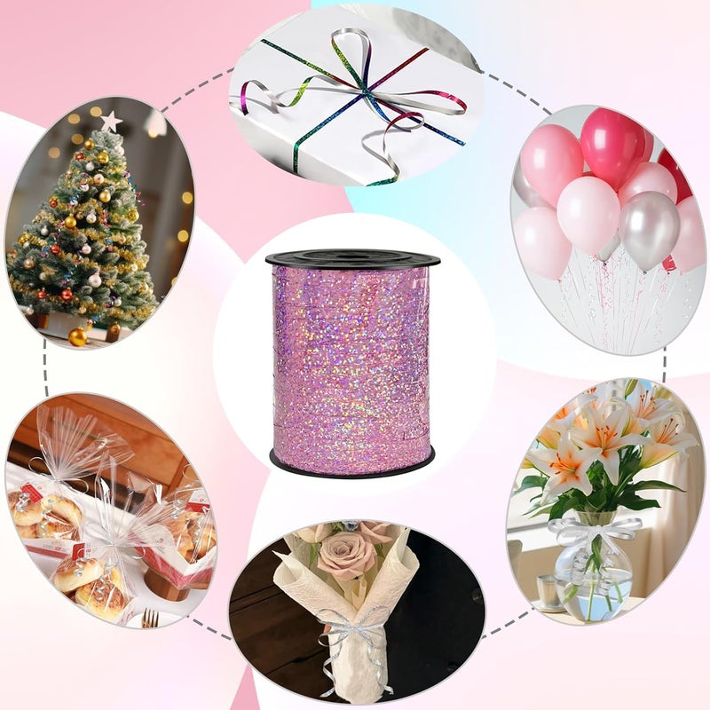 weizedm Pink Ribbon Metallic Balloon Curling Ribbon - Perfect for Parties, Weddings, and Crafts - Image 4